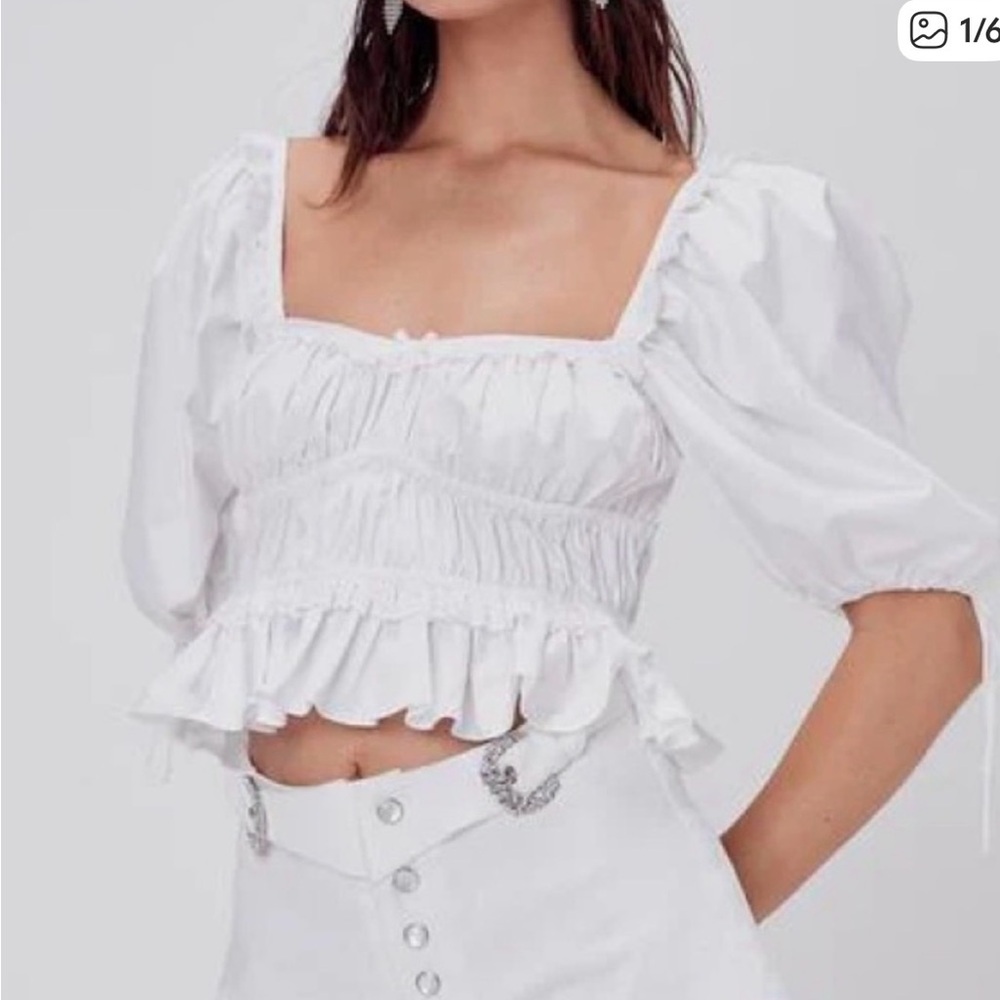 For Love and Lemons Jackson Crop Top in Ivory